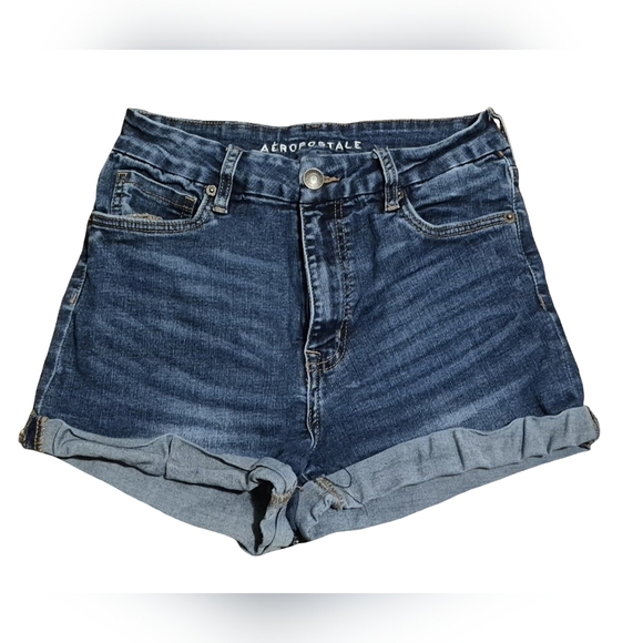 Aeropostale Blue Jean Shorts High-Waisted Casual - Picture 4 of 7